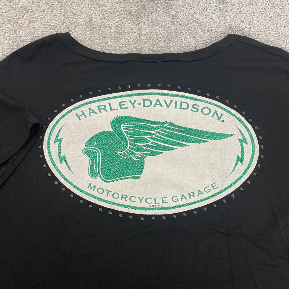 Harley Davidson T Shirt Womens Extra Large Angel Wings Studded Rhinestone NWT